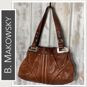 b. makowsky Brown Leather Shoulder Bag